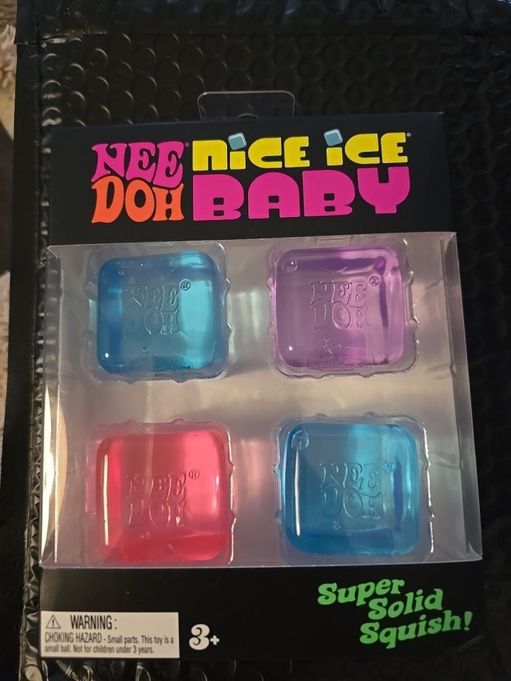 NeeDoh Nice Ice Baby 4 pack, Set of Four Nee Doh Mini Nice Cube Pink Blue Purple
